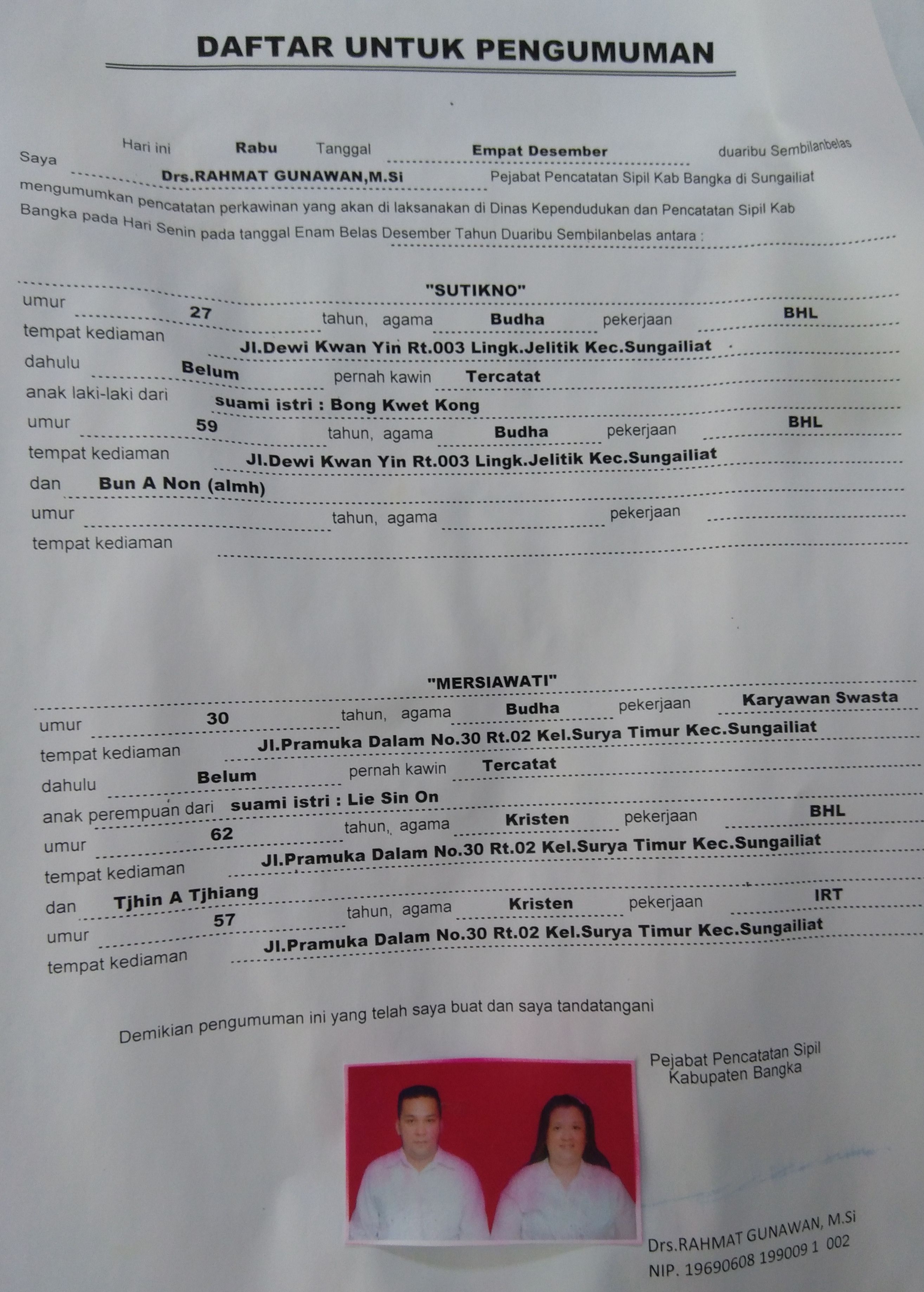 SUTIKNO DENGAN MERSIAWATI SUTIKNO DENGAN MERSIAWATI