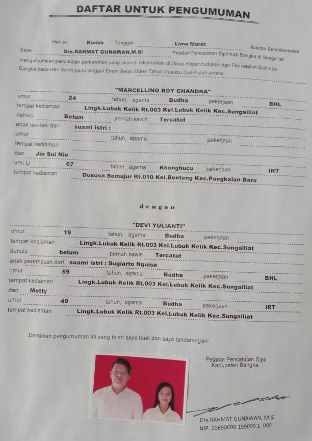 MARCELLINO BOY CHANDRA DENGAN DEVI YULIANTI
