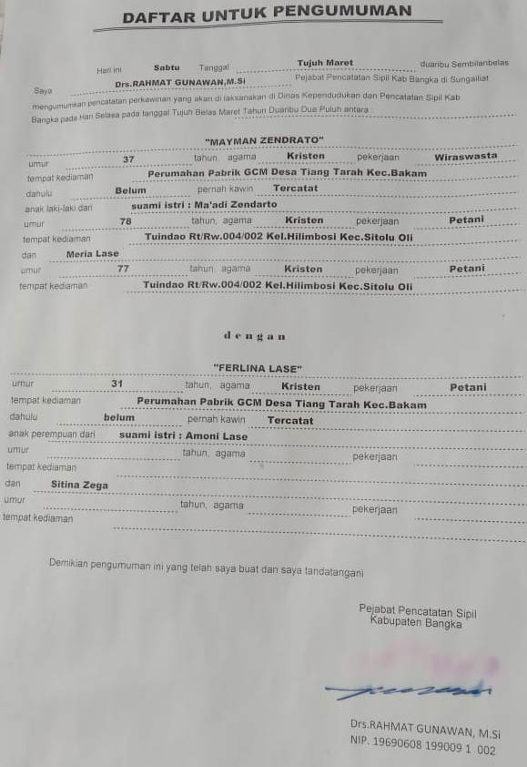 MAYMAN ZENDRATO DENGAN FERLINA LASE