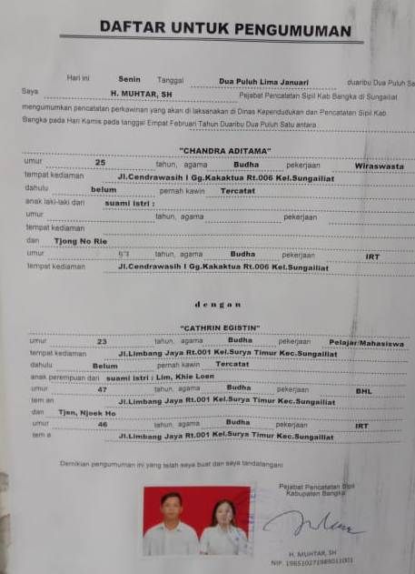 CHANDRA ADITAMA DENGAN CATHRIN EGISTIN CHANDRA ADITAMA DENGAN CATHRIN EGISTIN