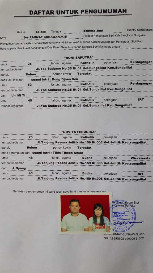 RONI SAPUTRA DENGAN NOVITA FERONIKA