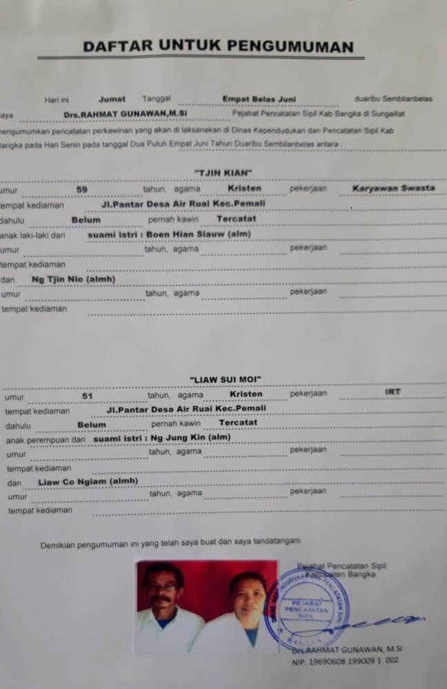 TJIN KIAN DENGAN LIAUW SUI MOI