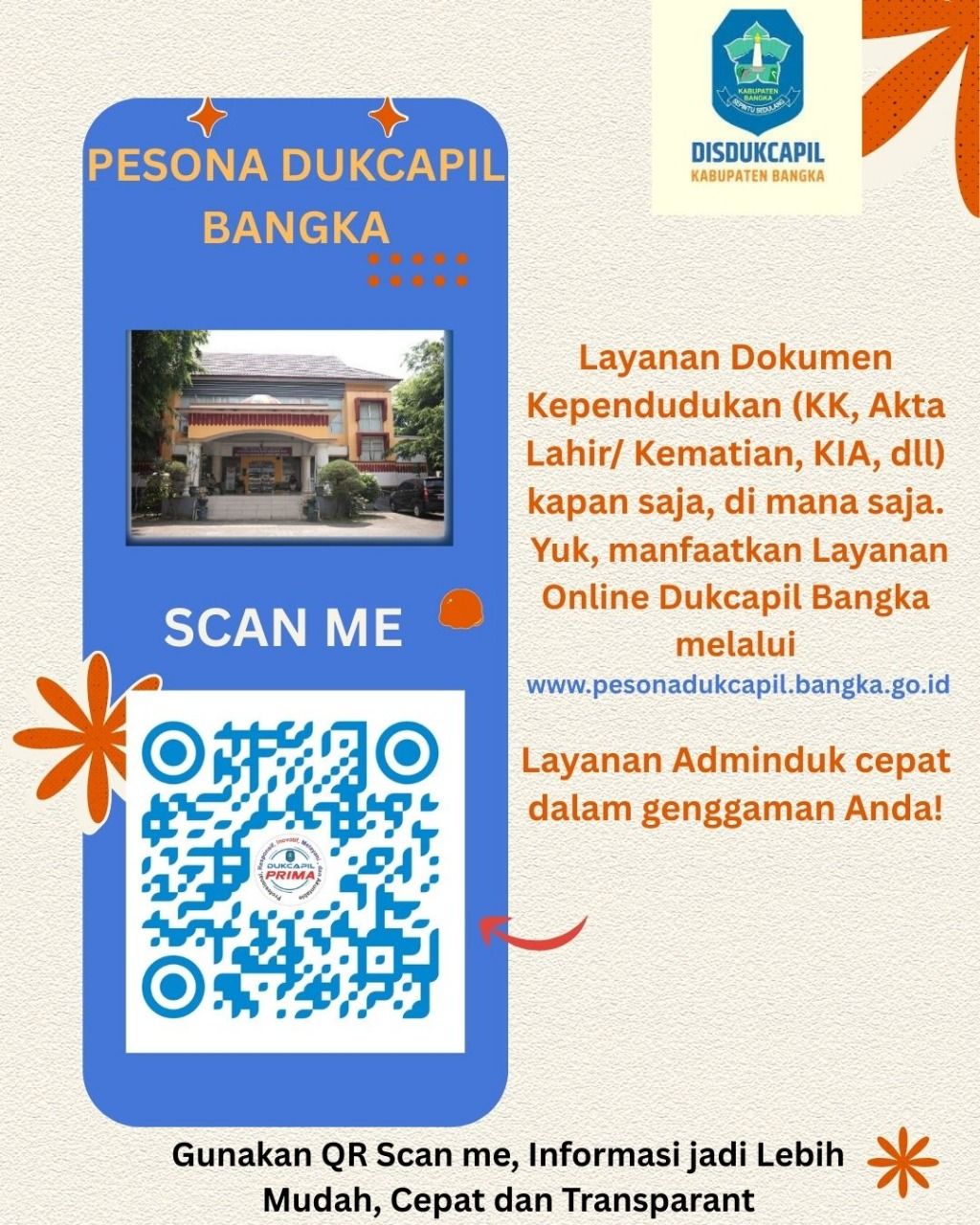 Mudahkan Masyarakat, Disdukcapil Kabupaten Bangka Hadirkan Layanan Online "Pesona Dukcapil"
